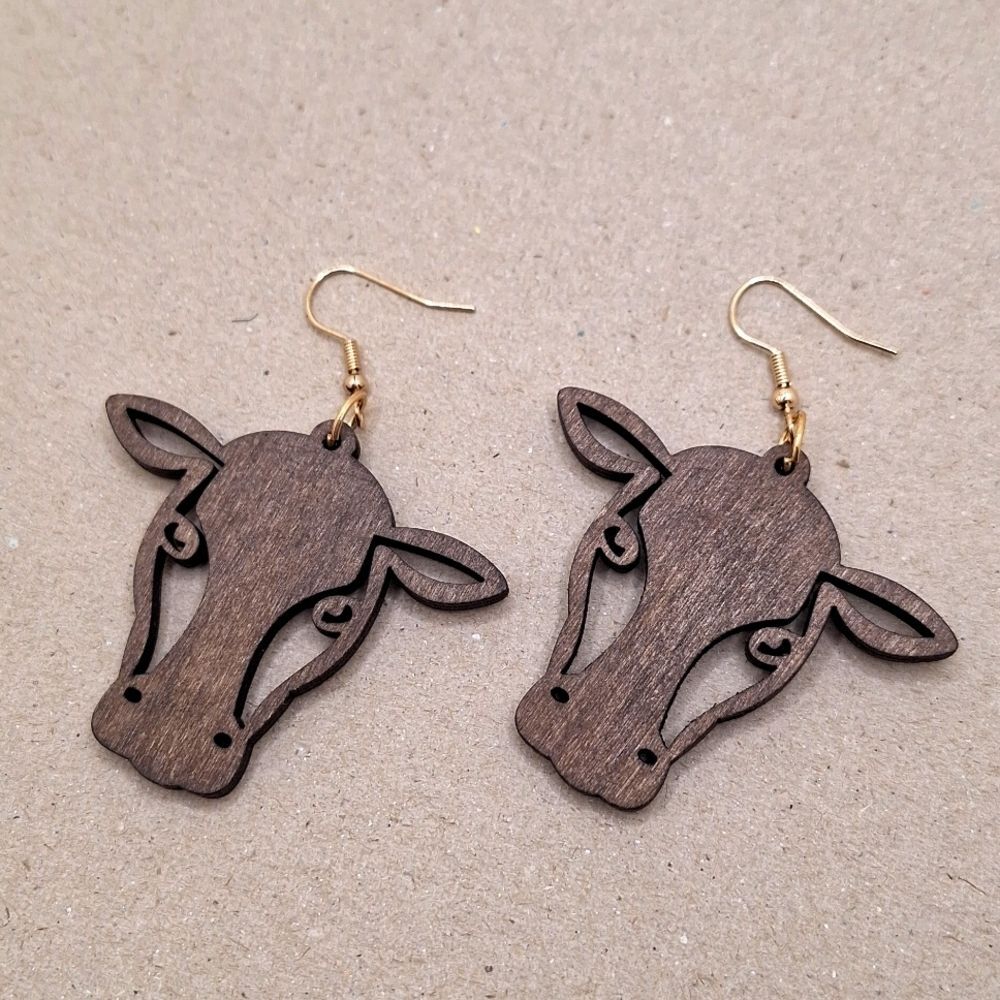 cow earrings cattle head shape earrings hollowed design western